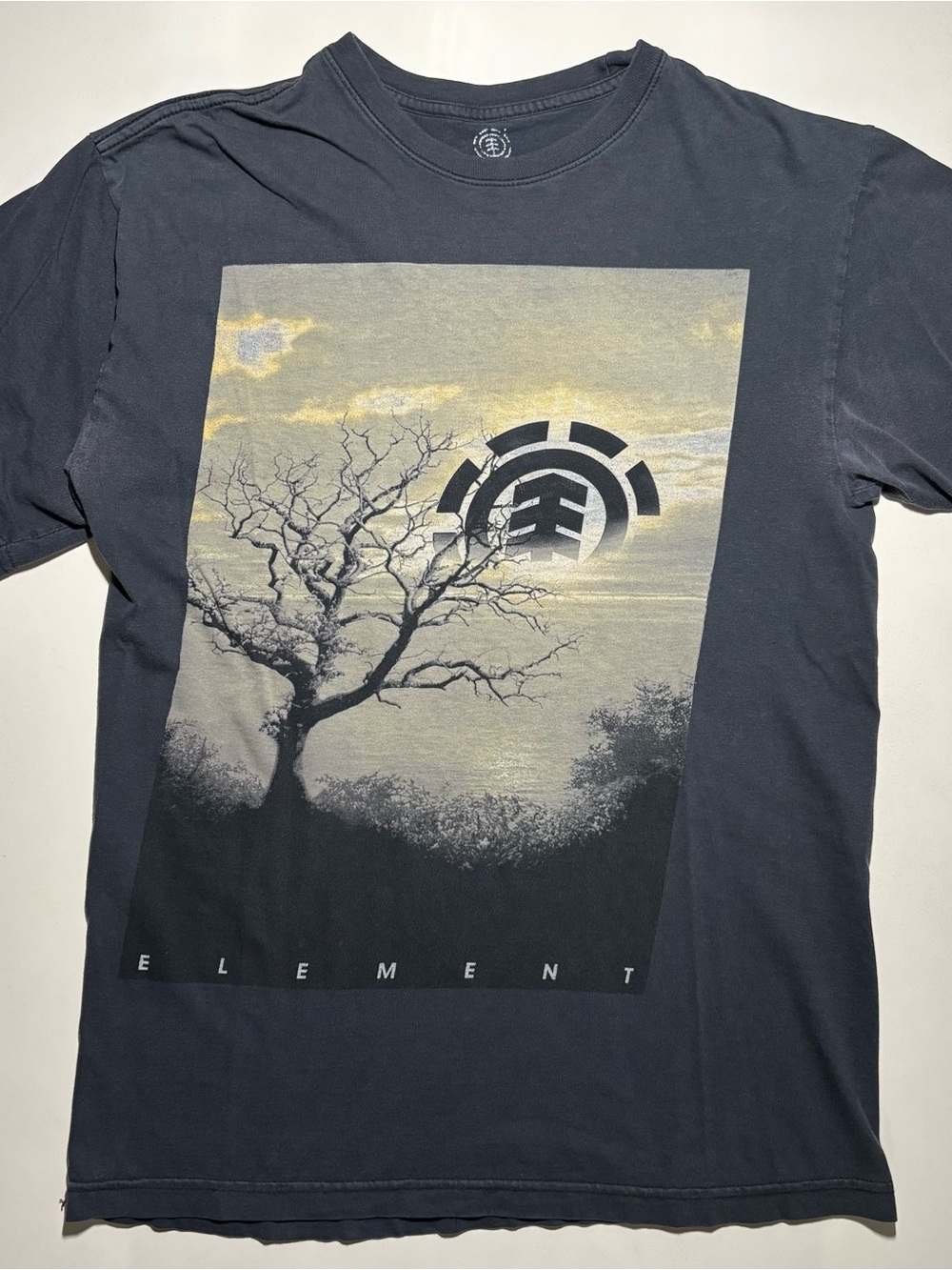 Grunge Y2K element skateboard faded rising sun graphic shirt